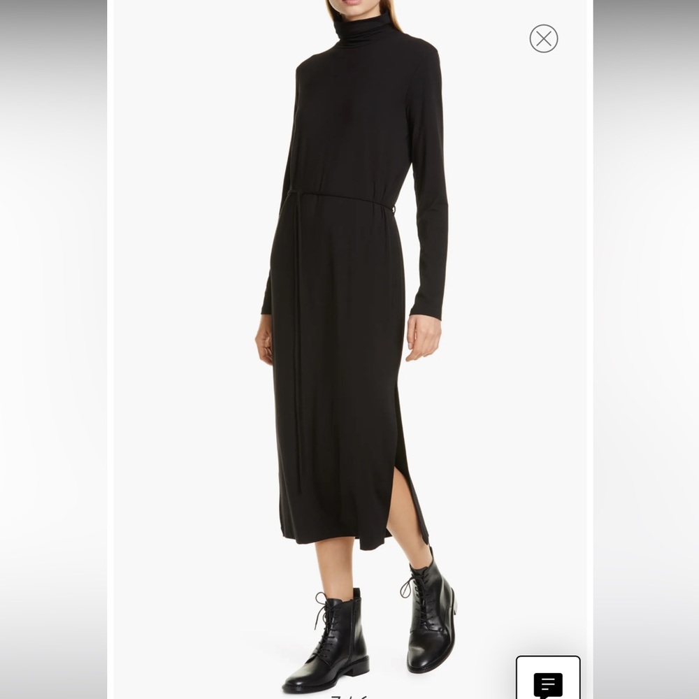 Turtleneck Long Sleeve Midi Dress